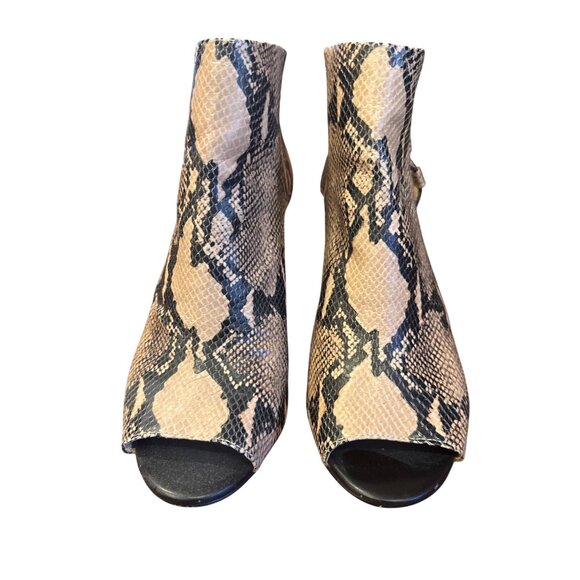 Banana Republic Snakeskin Open-Toe Heels 9M Leather Upper Side Cutout Lace-Up St - Picture 3 of 12